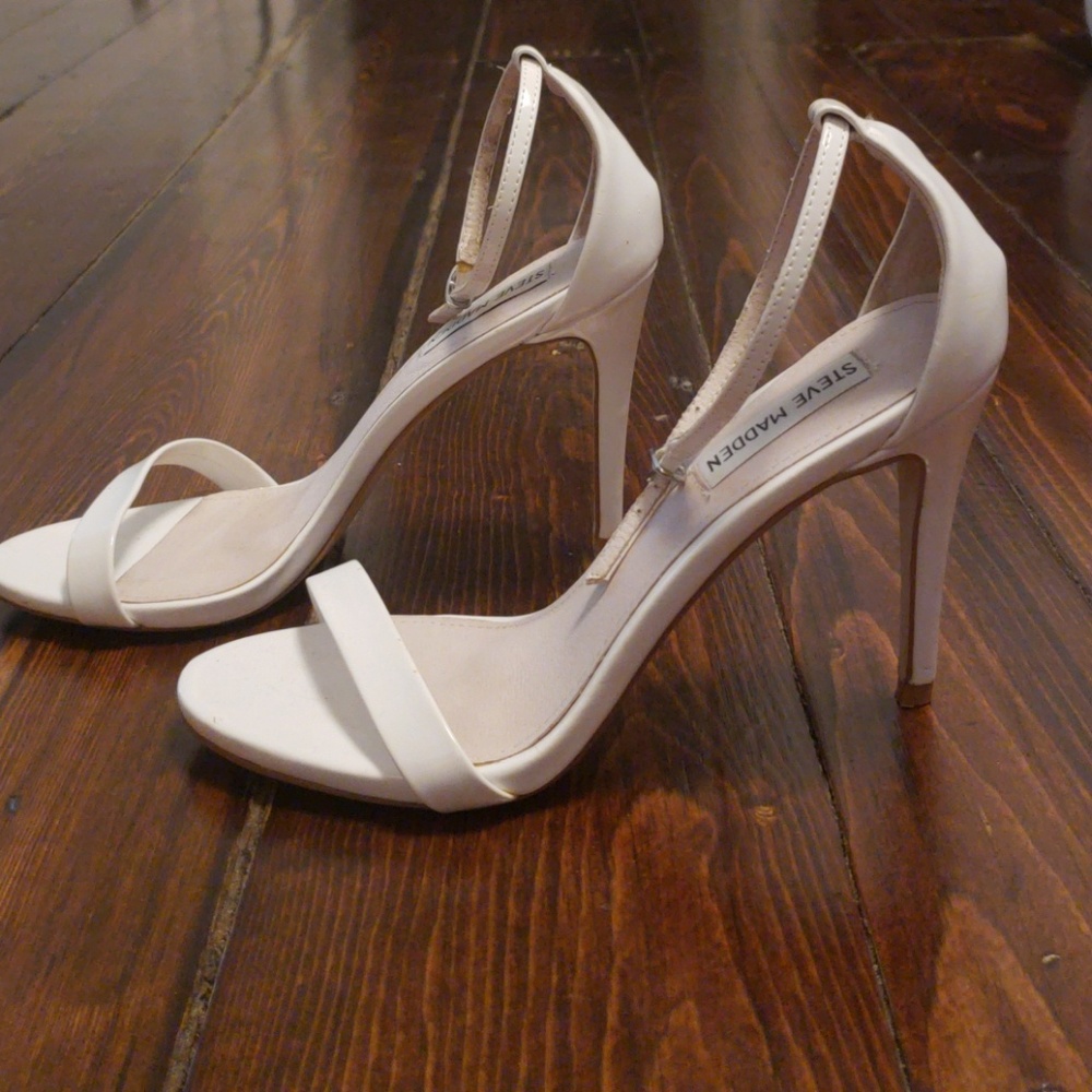 Steve Madden White Ankle Strap Heel Sandals